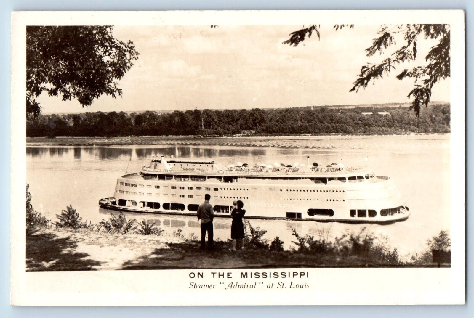 St. Louis MO Postcard RPPC Photo Steamer Admiral On The Mississippi 1954 Posted