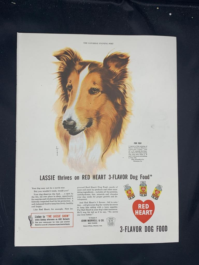 Magazine Ad* - 1947 - Red Heart Dog Food - Lassie