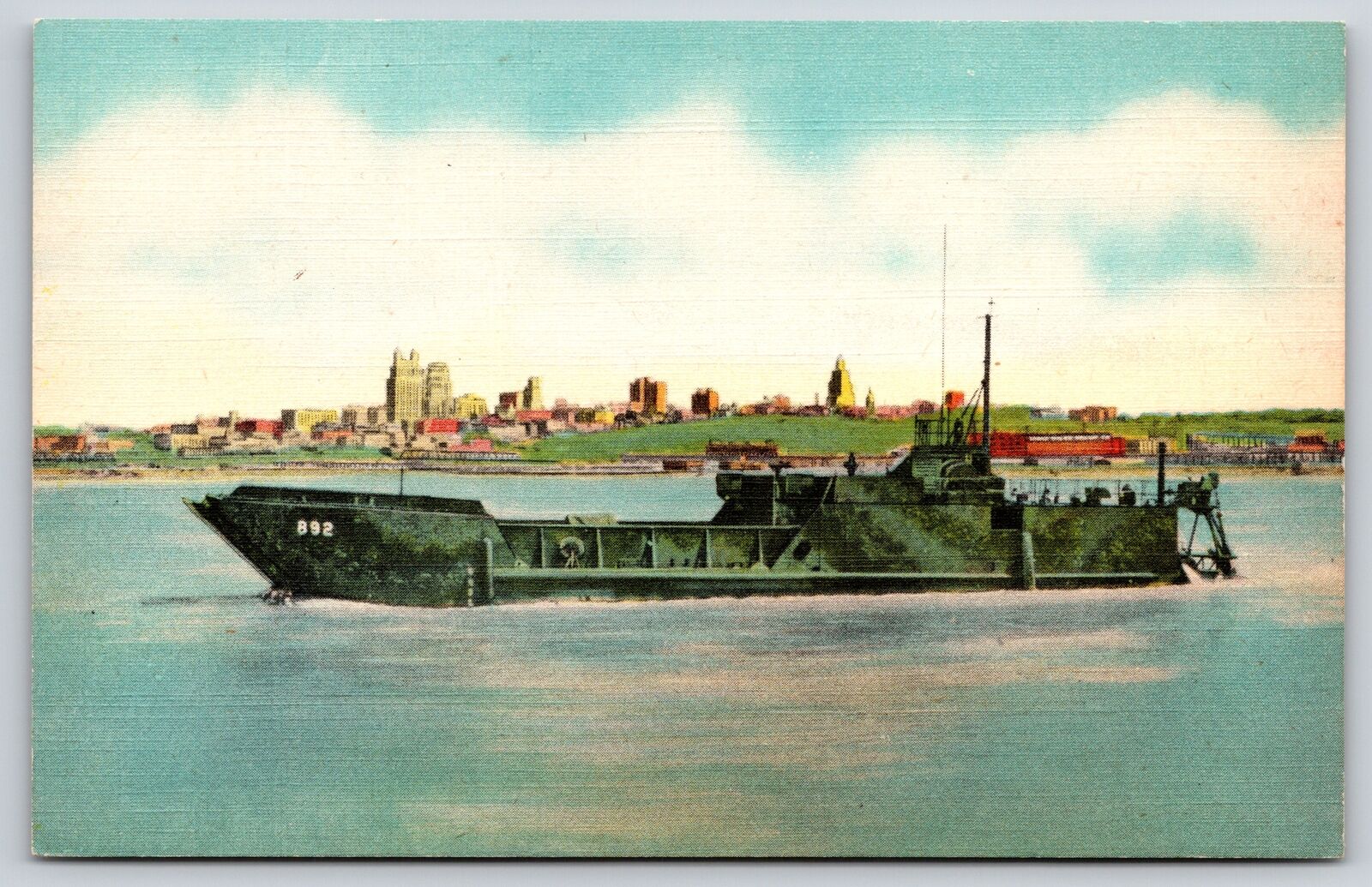 Transportation~Air View Navy Boat @ Darbys Shipyard Kansas City~Vintage Postcard