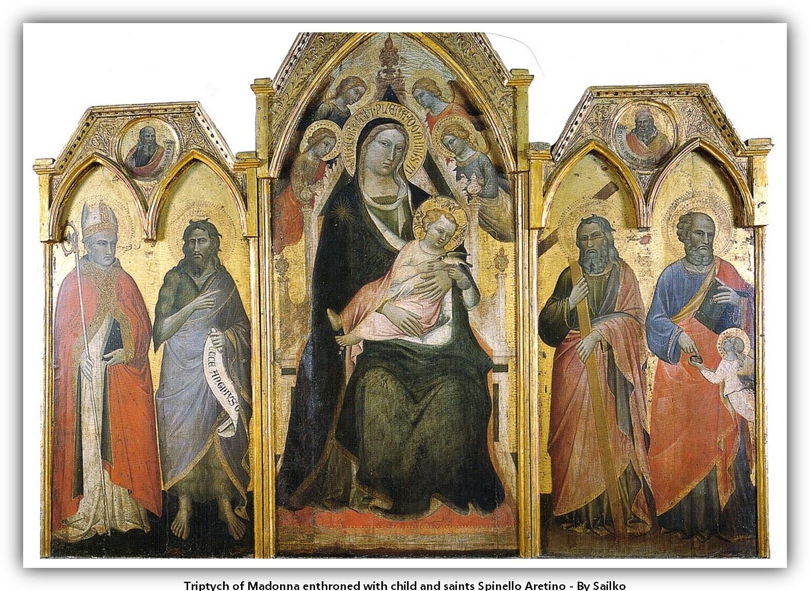 Triptych of Madonna enthroned with child and saints Spinello Aretino