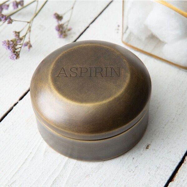 CTW Home Collection Antique Brass Aspirin Pill Box