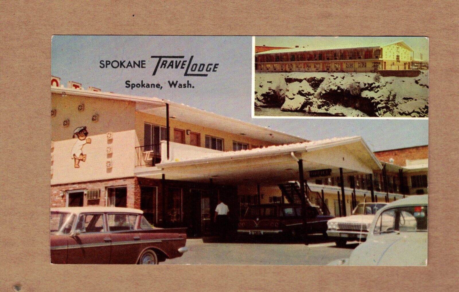 Vintage Travelodge Motel Postcard, Spokane Washington