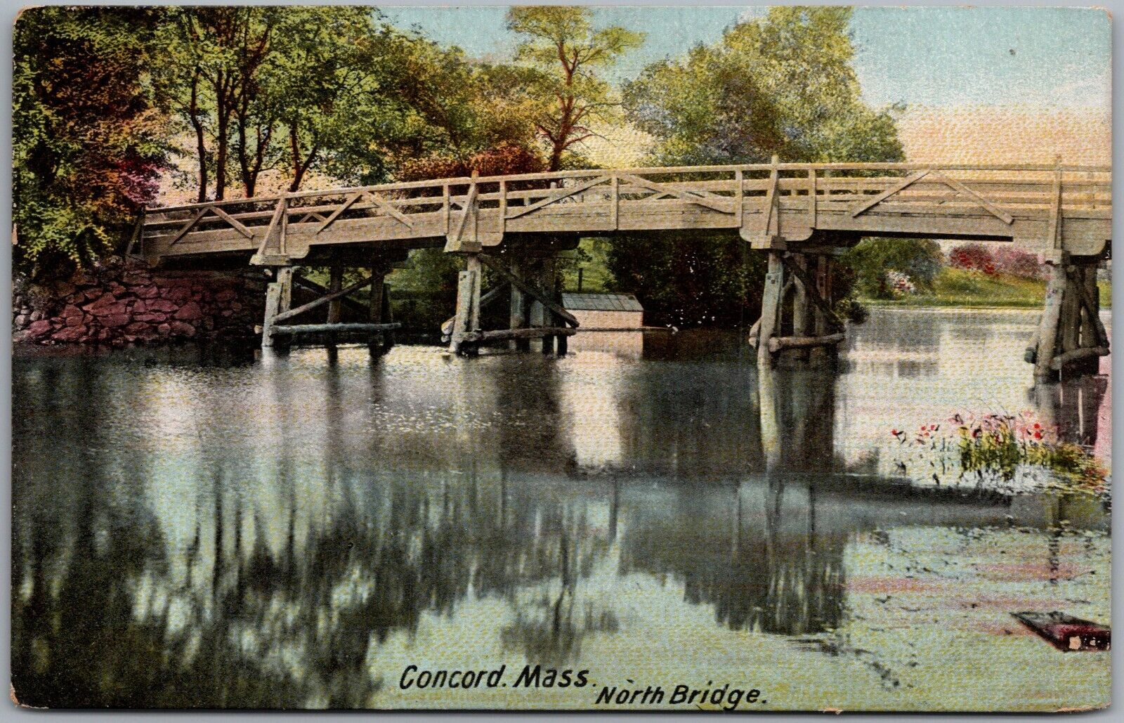 North Bridge Concord Massachusetts Undivided Back Postcard Z321