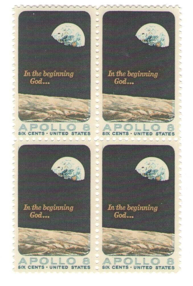 NASA Space Explor. Apollo 8 Mint Unused 54 Yr Old Mint Vintage Stamp Block 1969