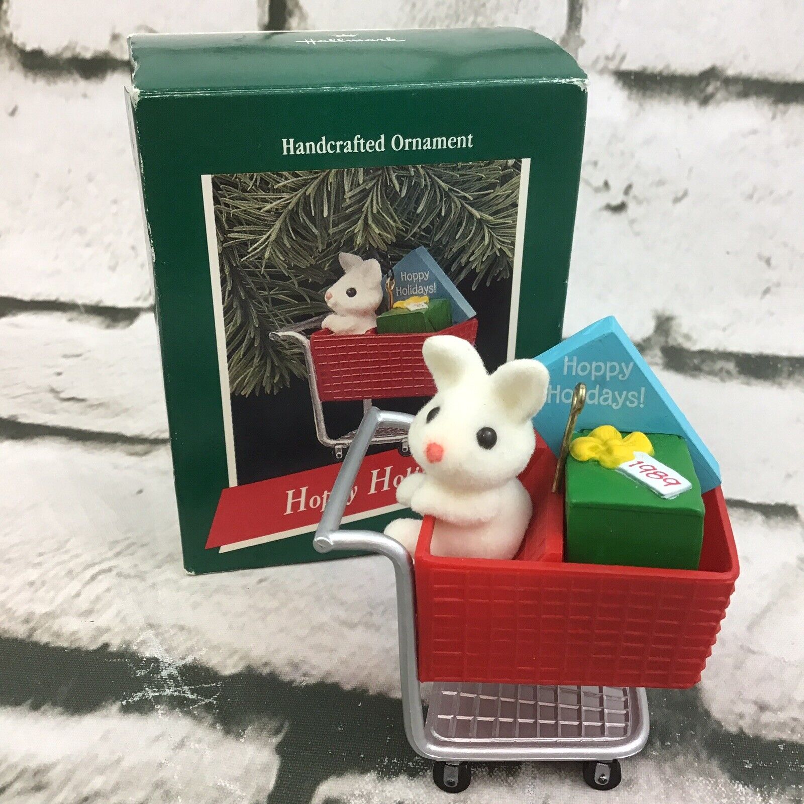 Vintage 1989 Hallmark Hoppy Holidays Hand Crafted Christmas Ornament Collectible