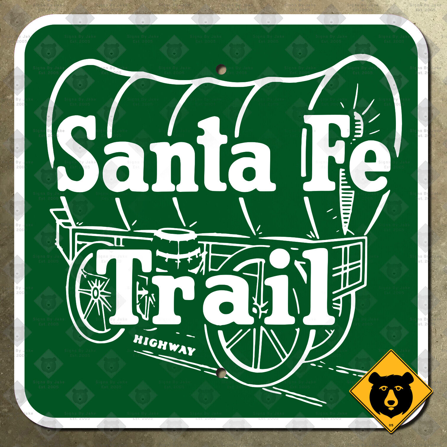 Kansas Santa Fe Trail highway marker road sign Conestoga wagon pioneer 1956 12\