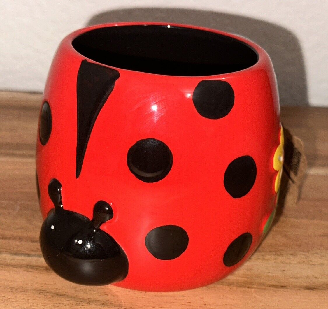 Lang Hand Painted Ladybug Ceramic 16 OZ Coffee Mug Tea Cup NEW Red Summer