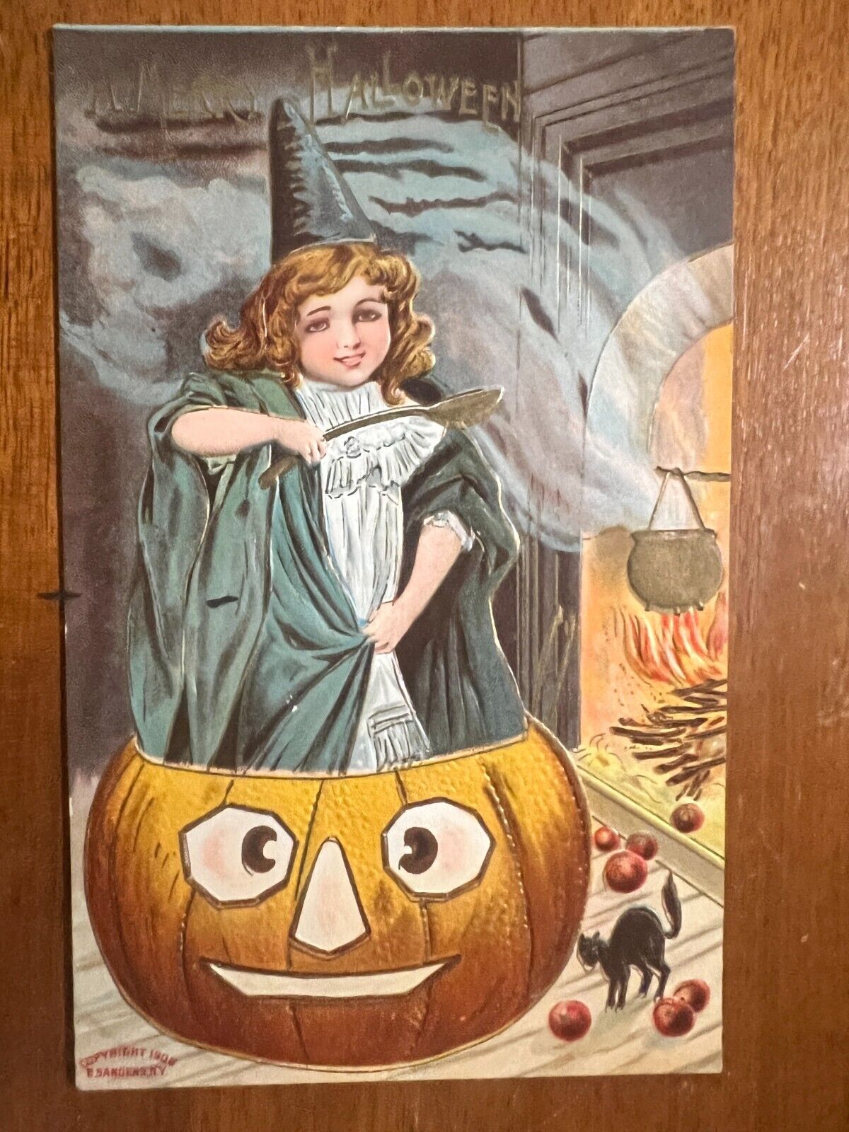 vintage postcard Halloween copyright 1908 P Sanders  NY A Merry  Halloween