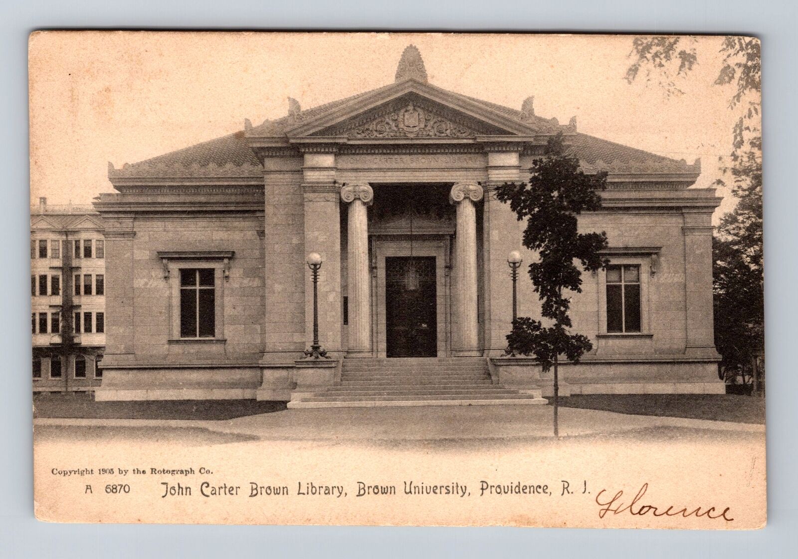Providence RI-Rhode Island, Brown University, Library Vintage c1905 Postcard