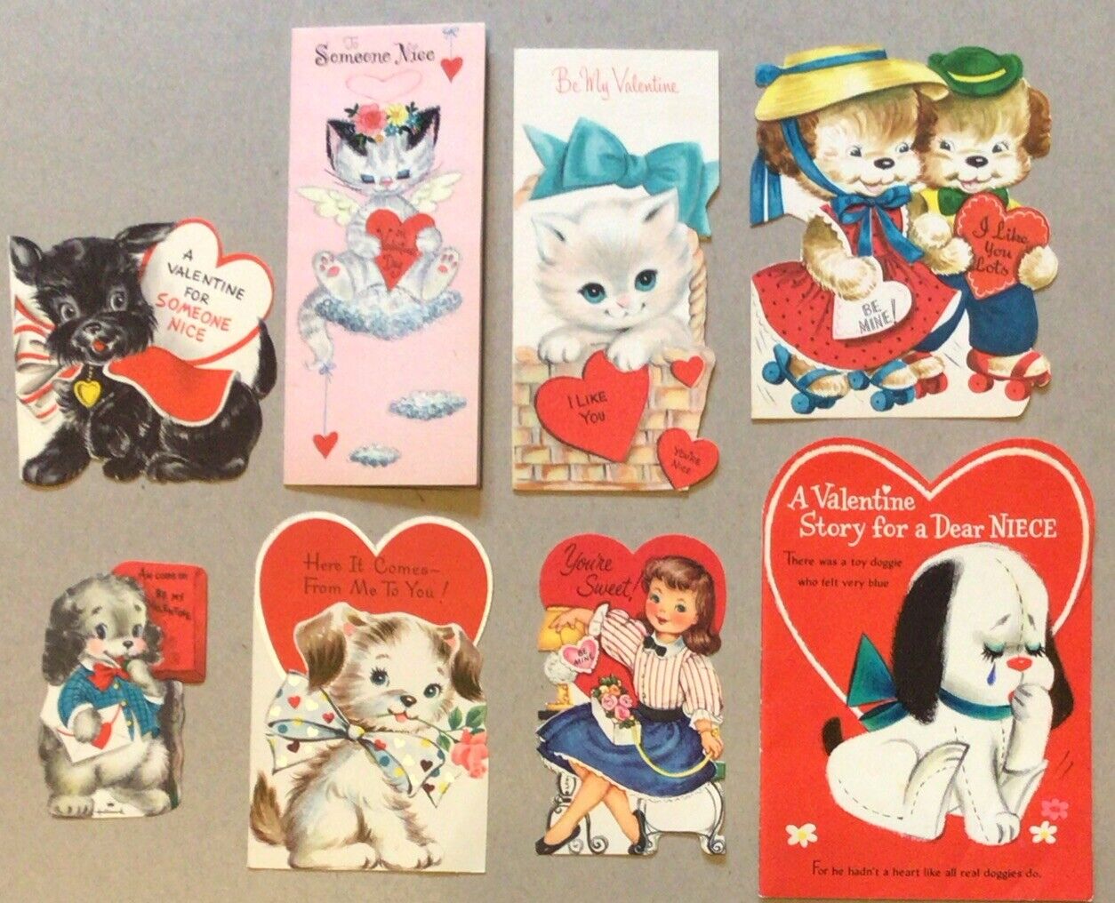 Eight Vintage Valentine Cards, 1960’s