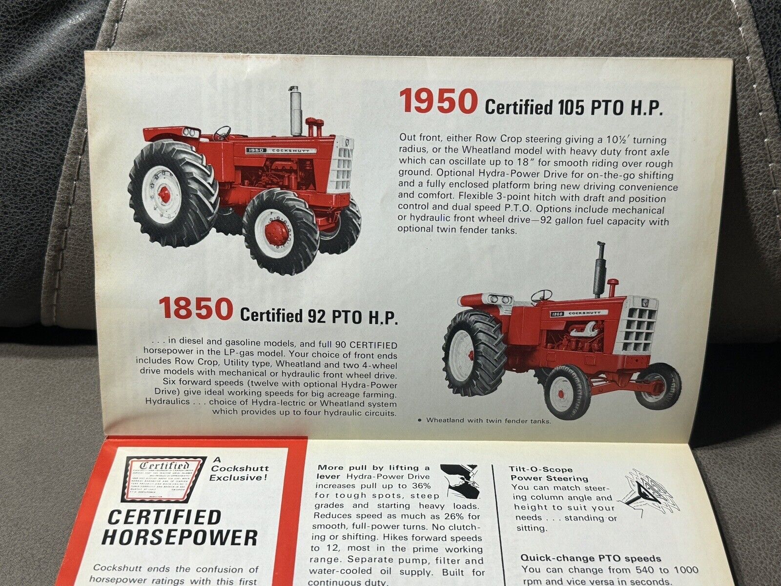 Vintage Cockshutt 1960s Big Red Line Poster Brochure Tractors Combine 4WD 1950