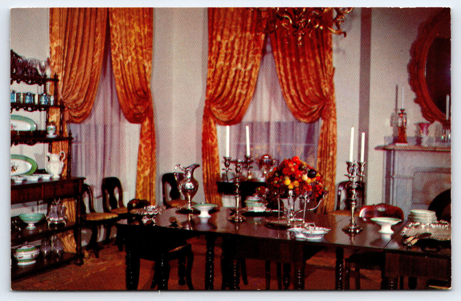Natchez MS-Mississippi, Rosalie Mansion Dining Room, Vintage Antique Postcard