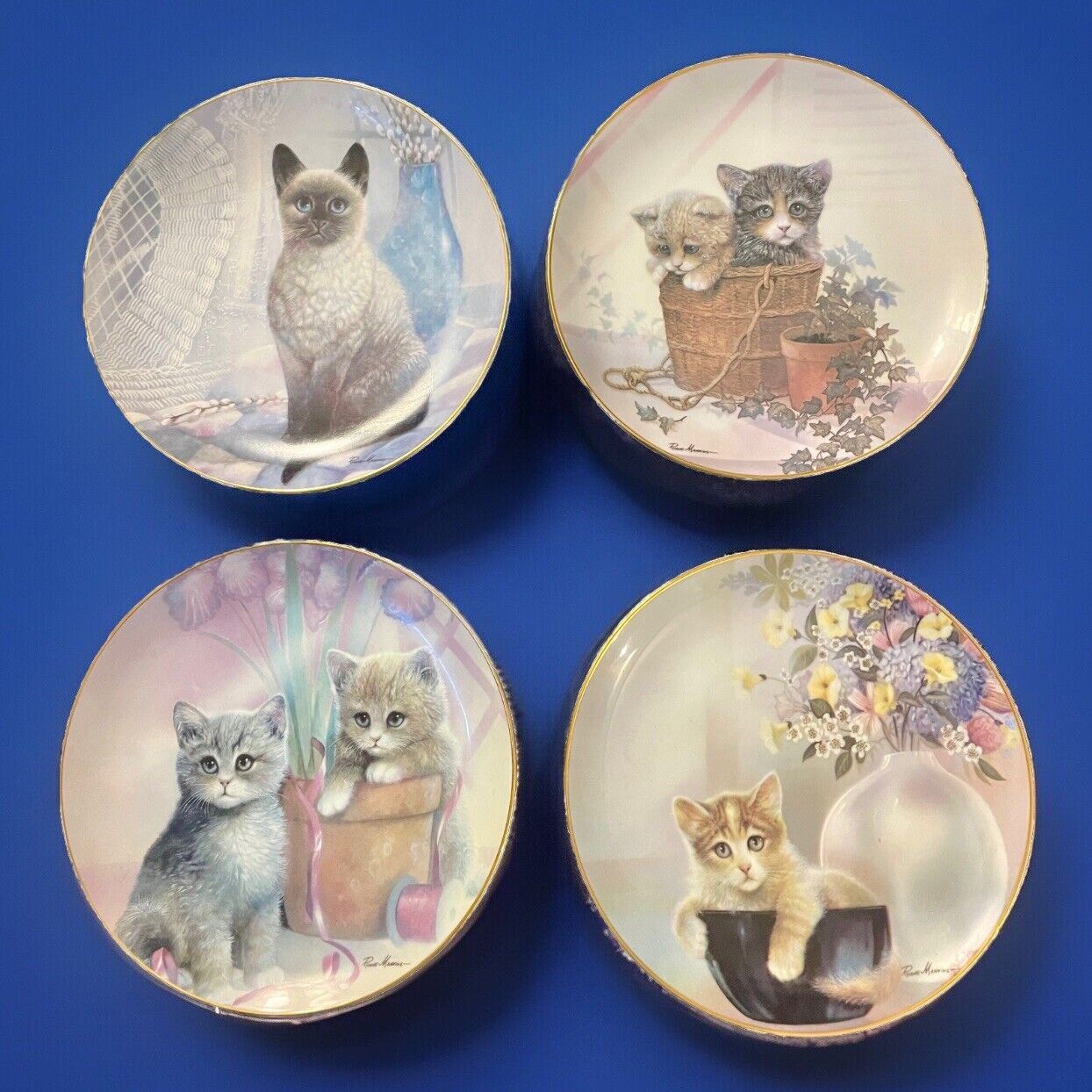 Danbury Mint Set of 4 Collectable Plates “Kitten  Cousins” Plate # A7445  8”