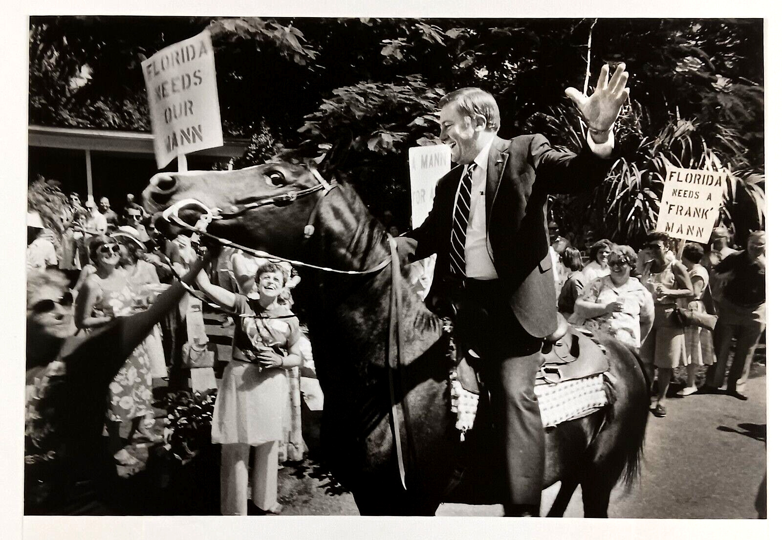 1985 Frank Mann Senator Florida Political Campaign Horse Vintage Press Photo