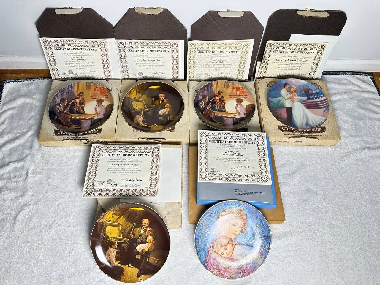 Lot of 6 Knowles by Norman Rockwell Plates / Mother's Days with Certificate