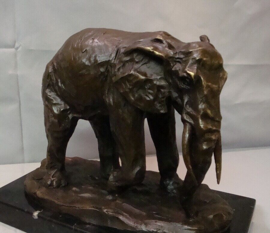 Art Deco Style Statue Sculpture Elephant Wildlife Art Nouveau Style Bronze Signe