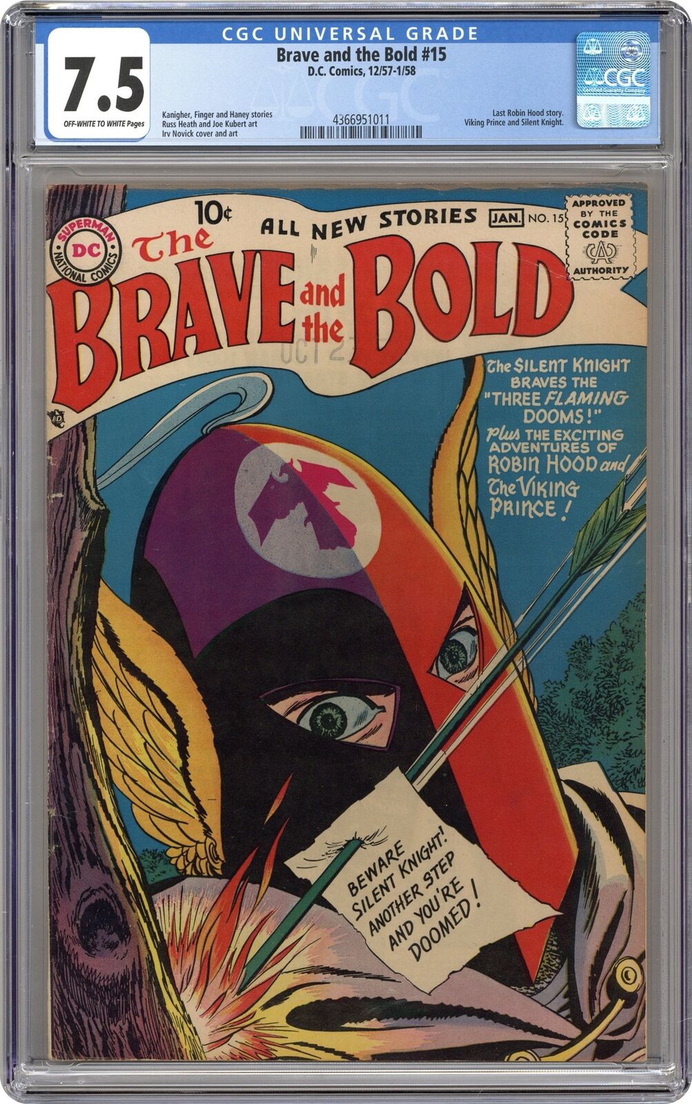 Brave and the Bold #15 CGC 7.5 1958 4366951011
