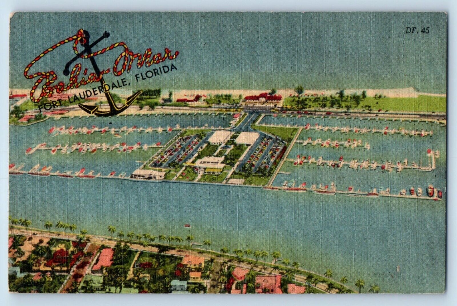 Fort Lauderdale Florida FL Postcard Bahia Mar Ocean Front 1952 Vintage Antique