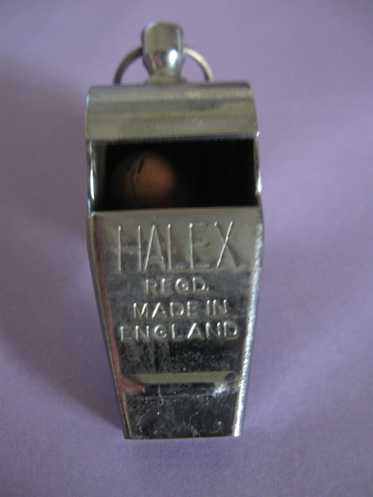 Vintage Brass HALEX Whistle Steel w/ Cork Ball Made in England