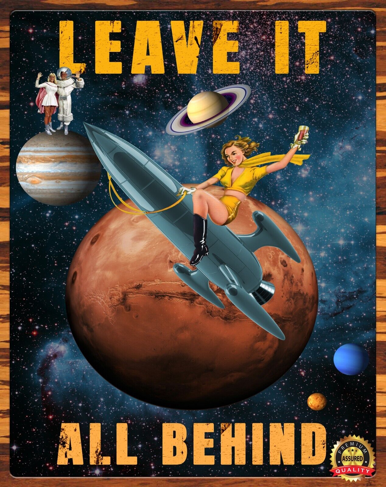 Retro 1970s - Leave It All Behind - Space - Science Fiction - Metal Sign 11 x 14
