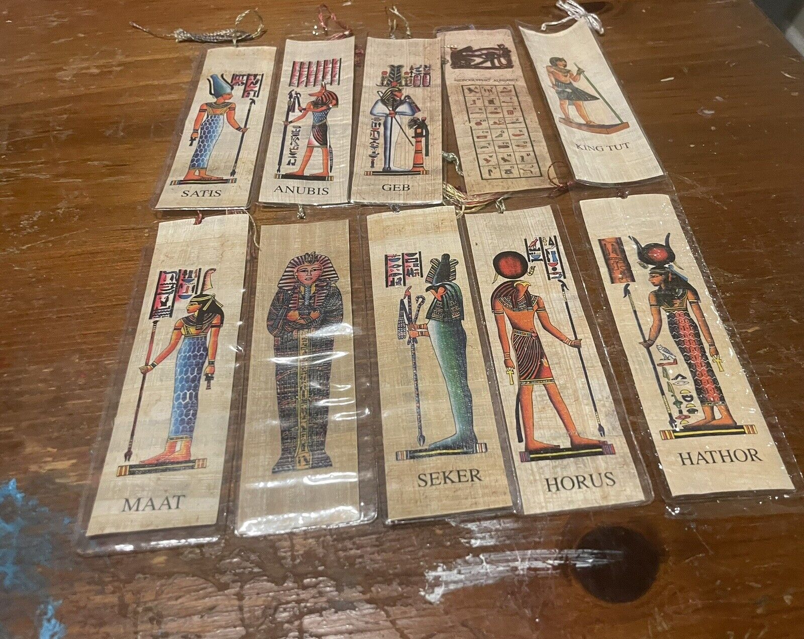 Ancient Egyptian Hieroglyphic Papyrus Bookmarks KHNUM Lot Of Ten 