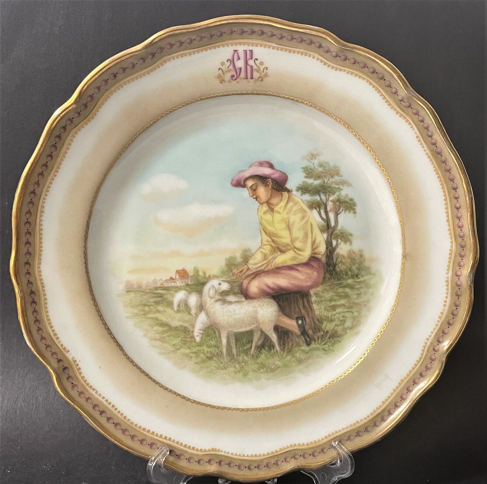 Rare Antique 19C Imperial Russian Kornilov Brothers Porcelain Plate