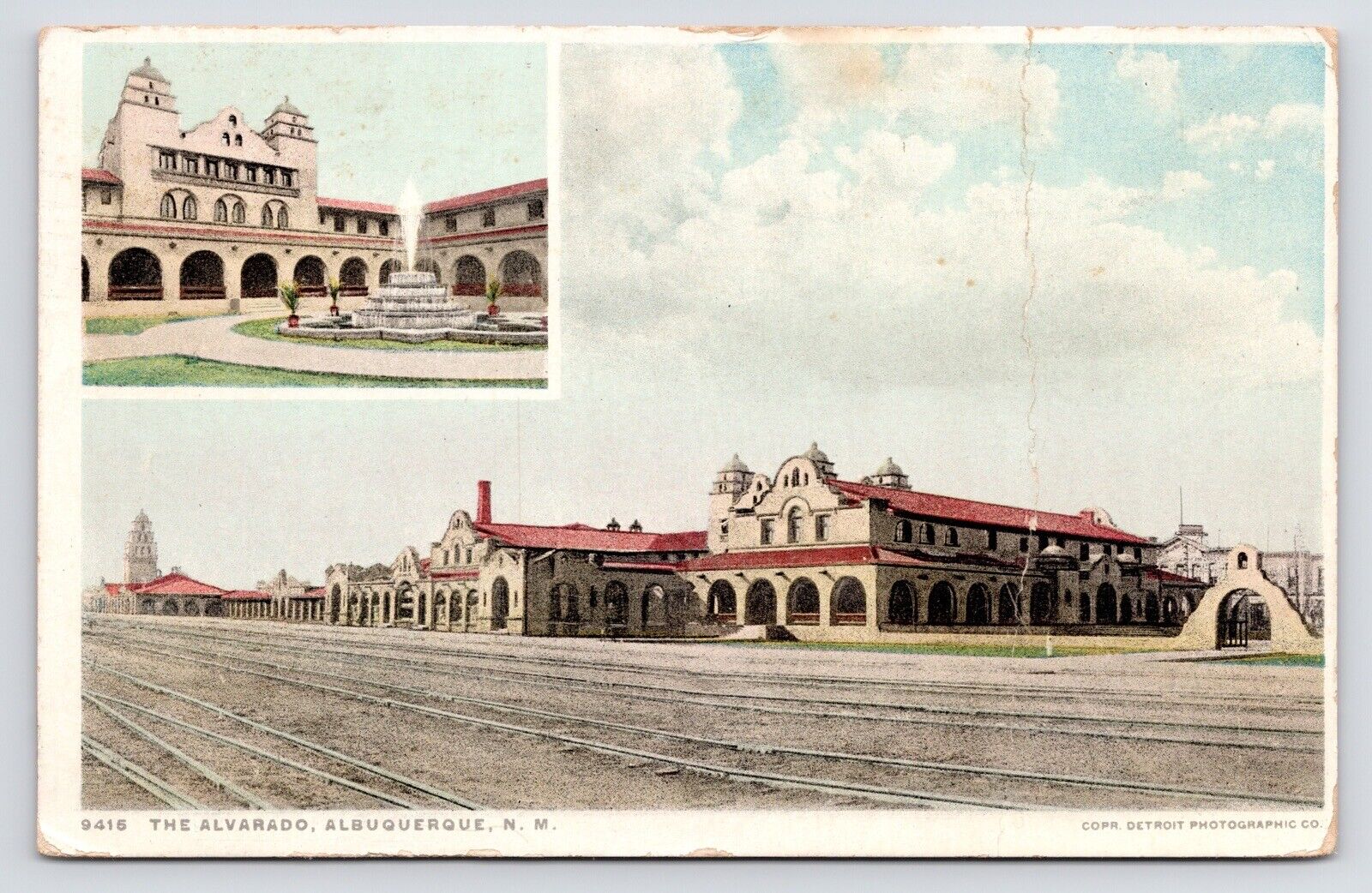 c1920s~Historic Railroad Hotel~The Alvarado~Albuquerque New Mexico VTG Postcard