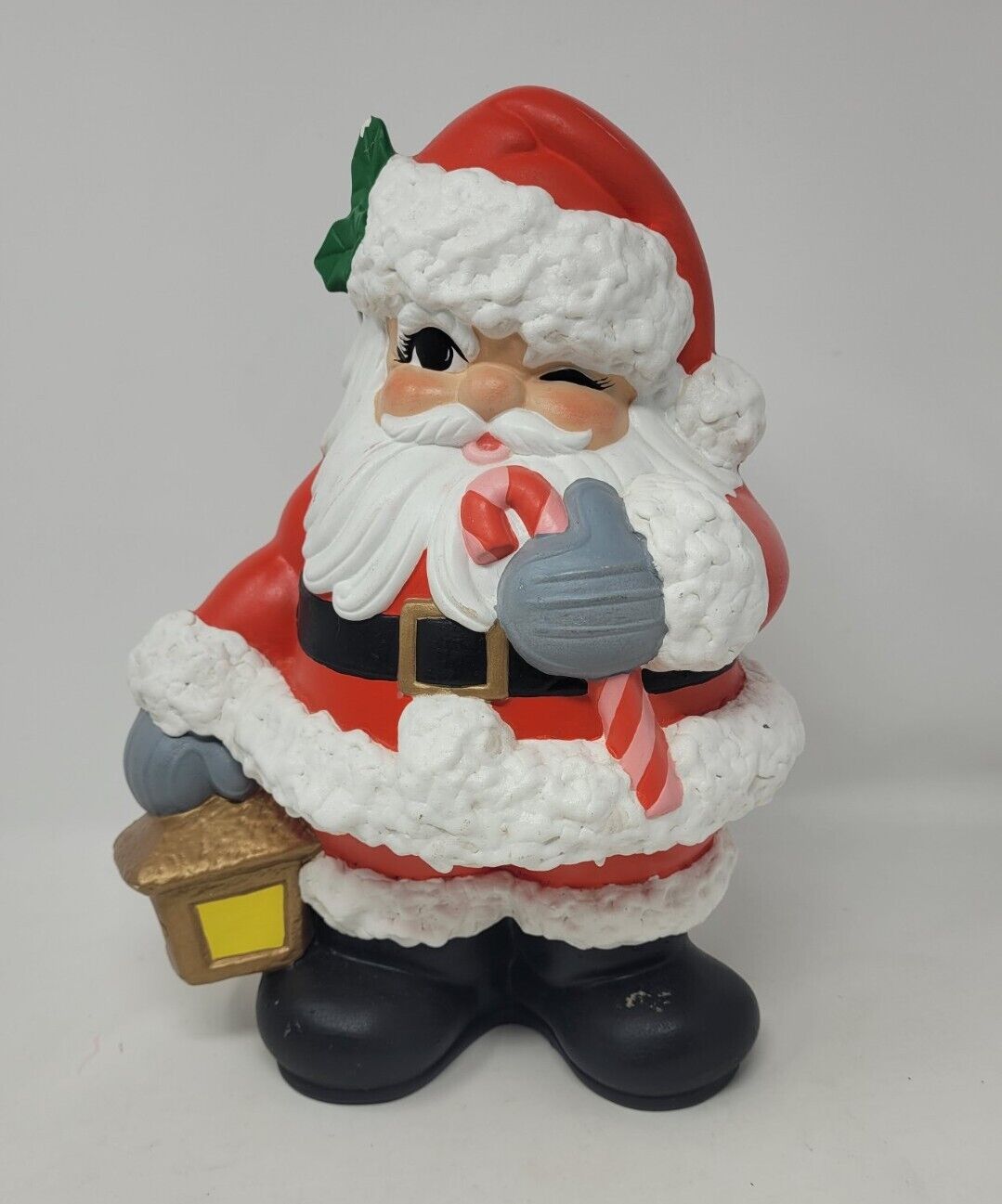 Vintage Winking Santa Claus Mold Ceramic Christmas 1981 Kitsch 80\'s Cute Holiday