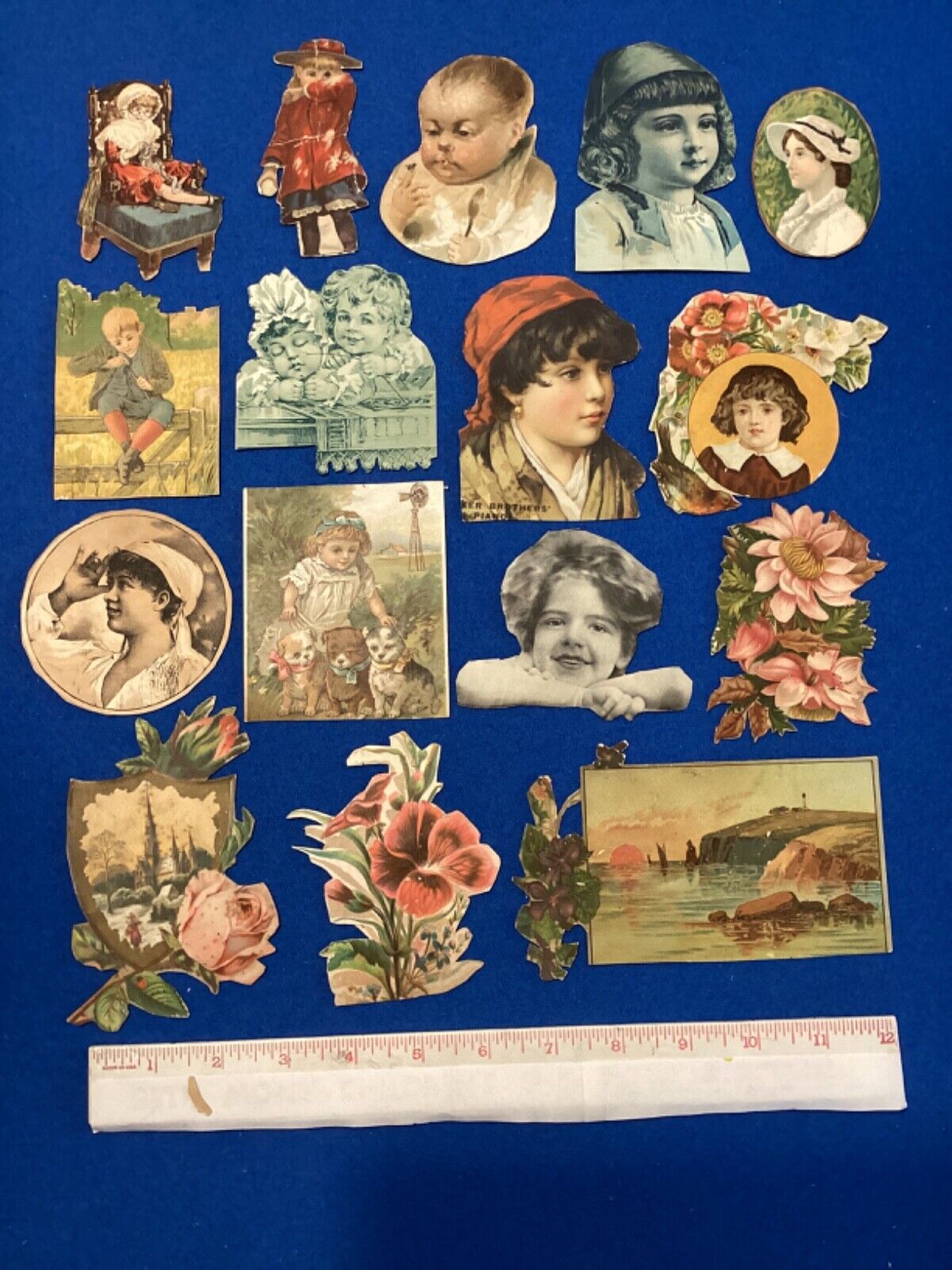 Antique Victorian Lot 16 Advertising Trade Cards Children Florals