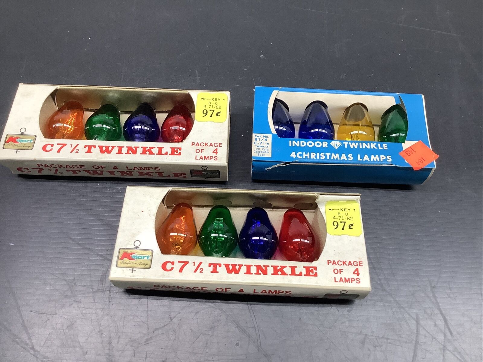 Vintage C7 1/2 Twinkle Colorful Bulbs in Box 3 Boxes 12 Bulbs Christmas, New