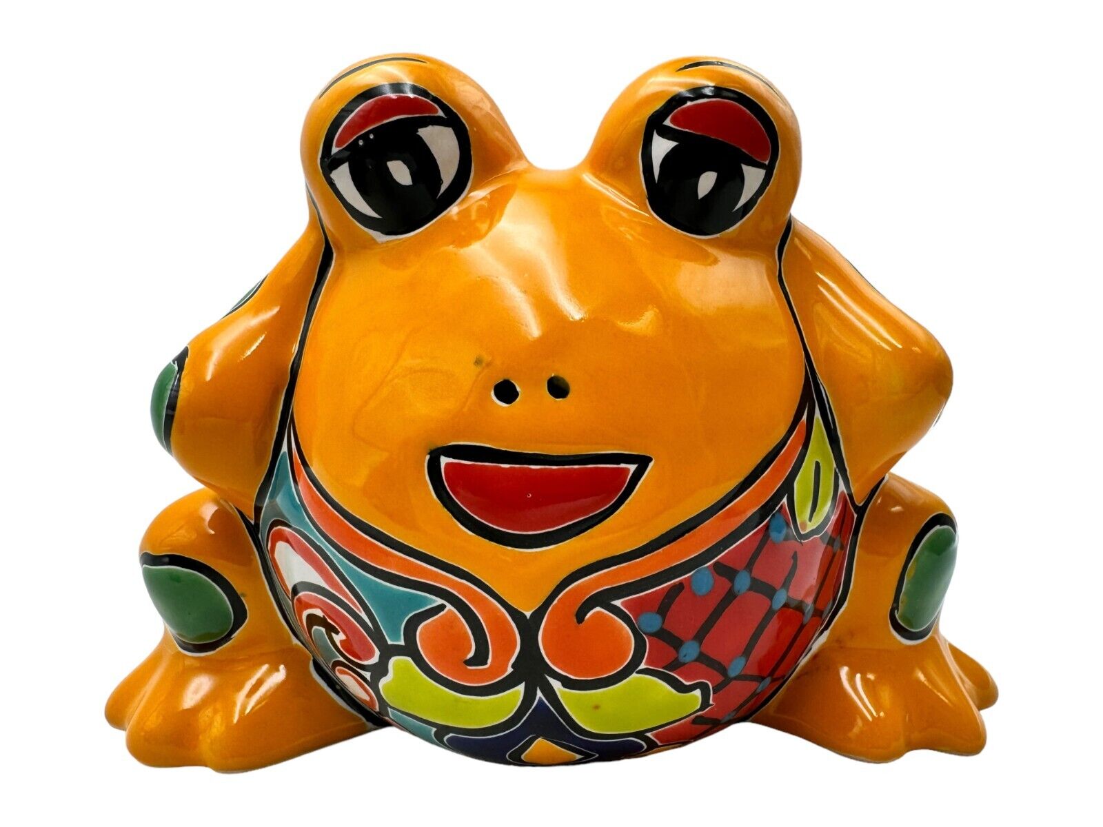 Talavera Bubble Frog Planter Animal Pot Mexican Pottery Folk Art Multicolor 9\