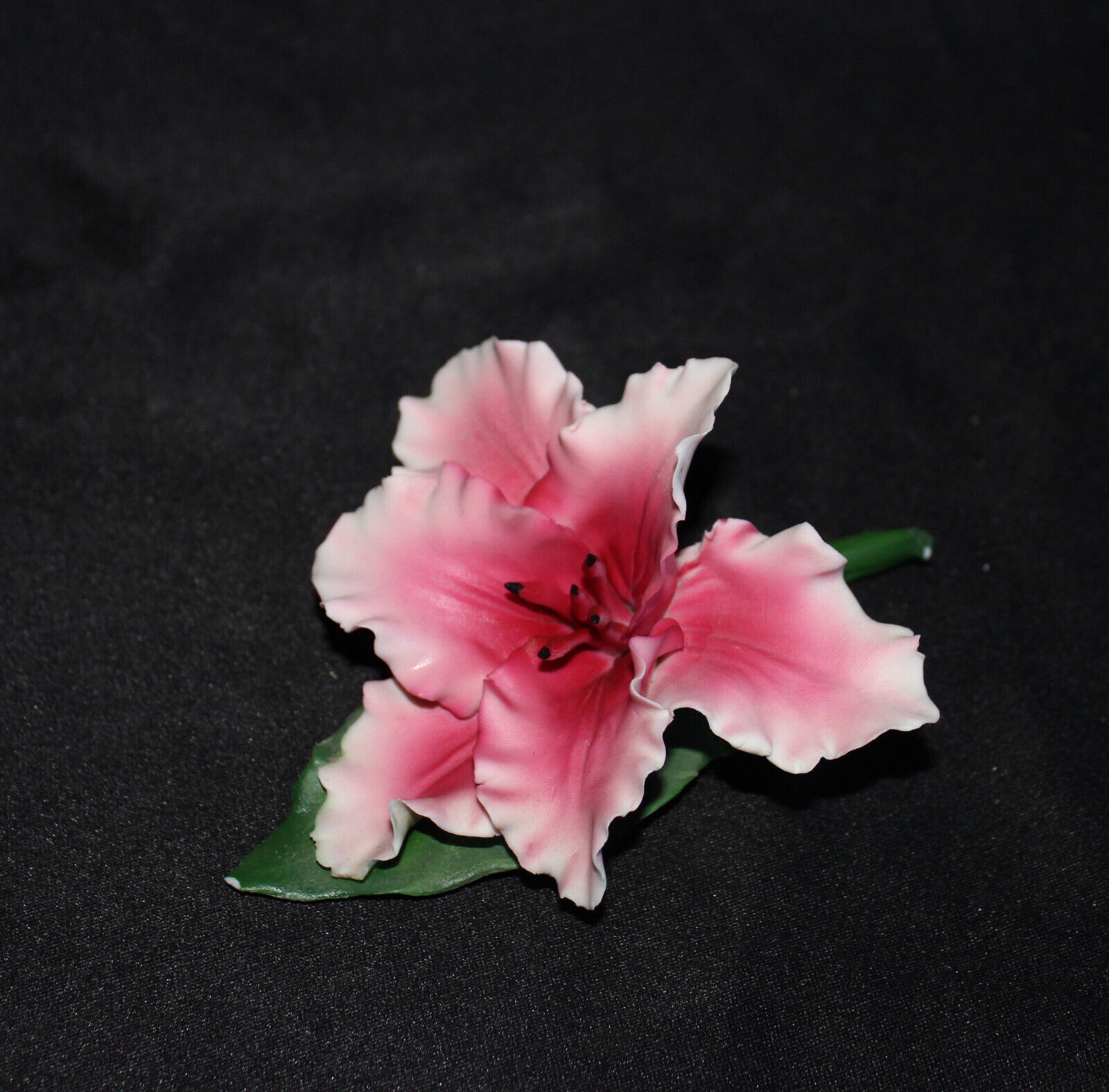Vinatge Fabar pink porcelin flower Made in Italy handmade