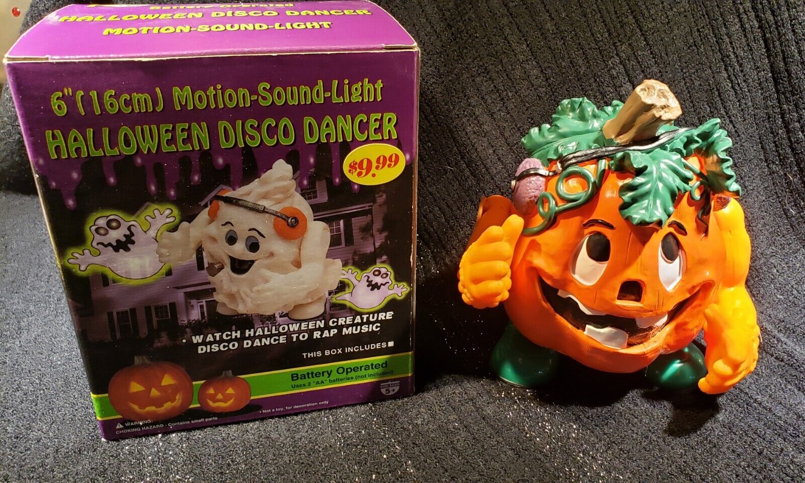 Vintage Motion Sound Light Disco   Dancer To Rap Music Halloween Cute Pumpkin 