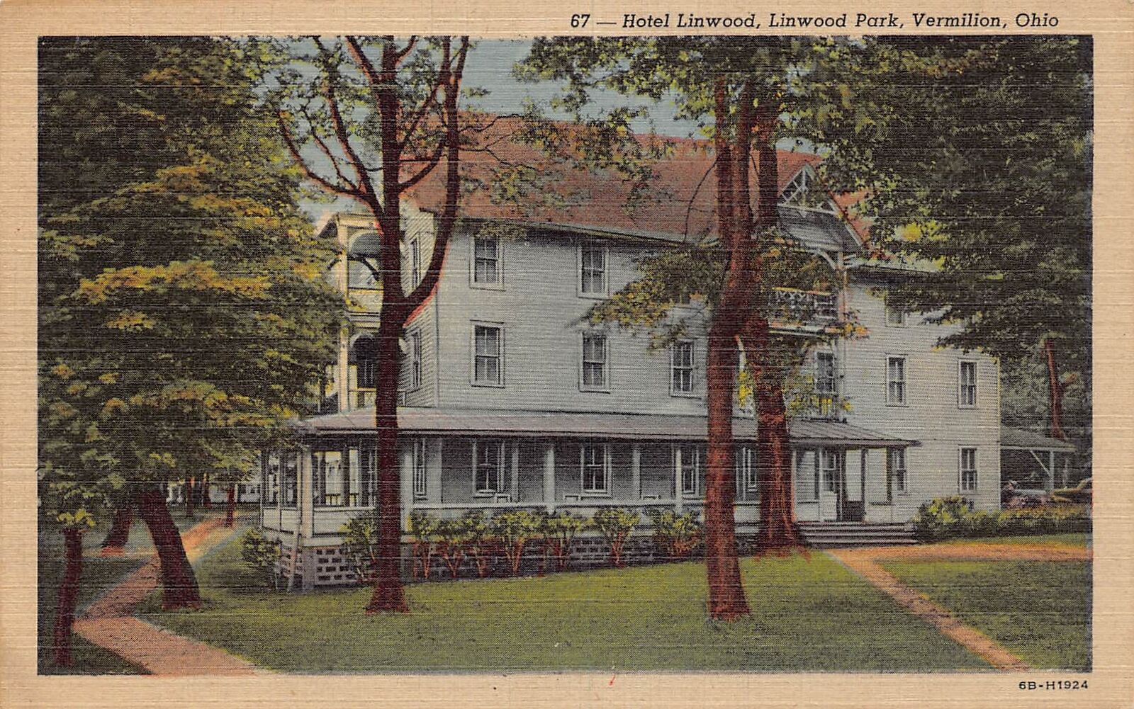 J73/ Vermilion Ohio Postcard Linen Hotel Linwood Park 127