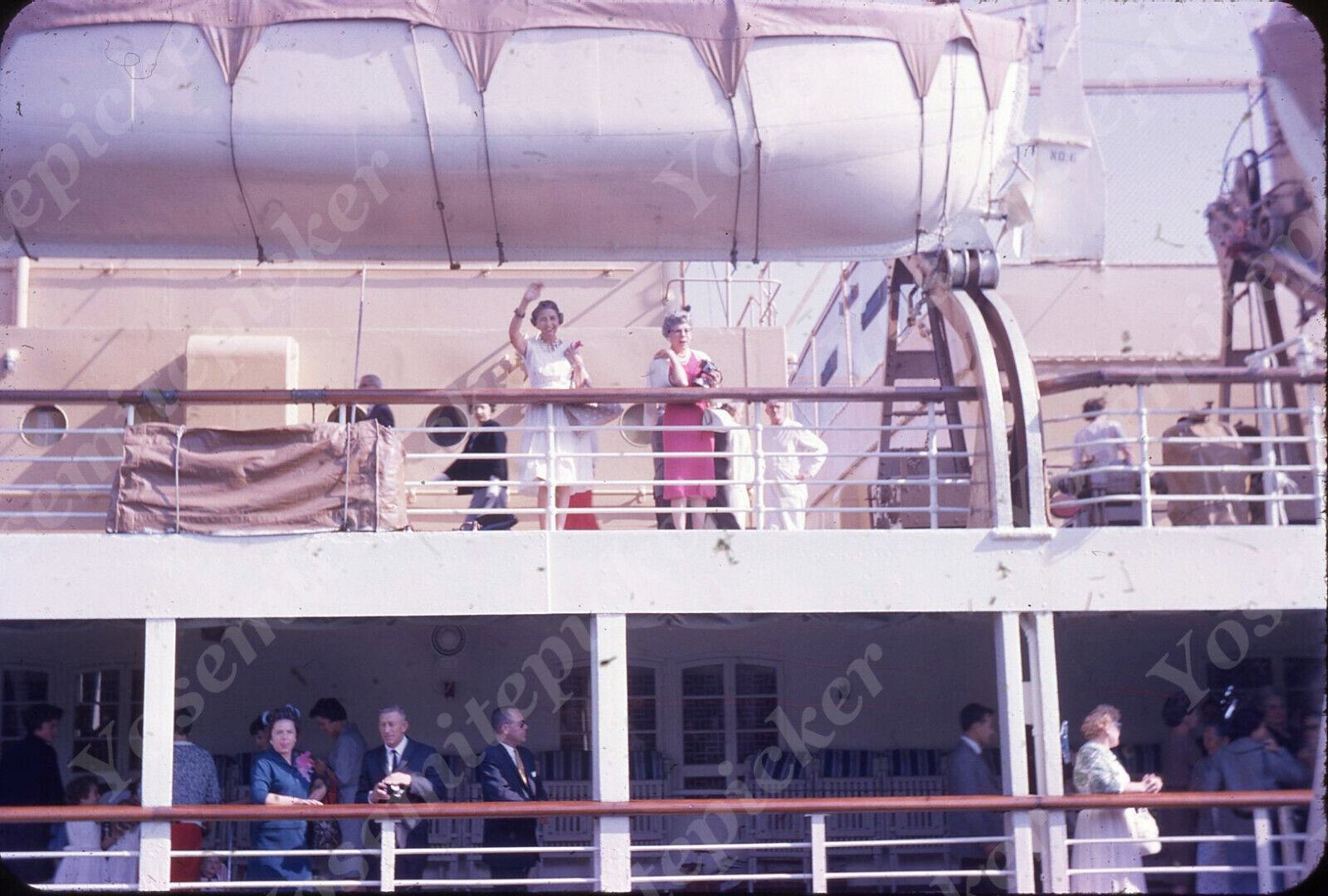 sl44  Original Slide 1962 Passenger ship in harbor 299a