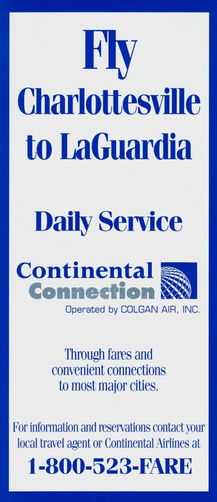 Colgan Air / Continental Connection Route Timetable   September 9, 1998 =