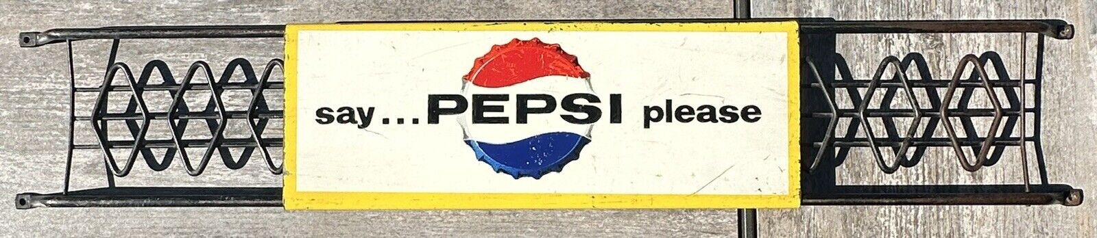 1964 Say Pepsi Please Porcelain Door Push Bar M-168 Stout Sign Adjustable