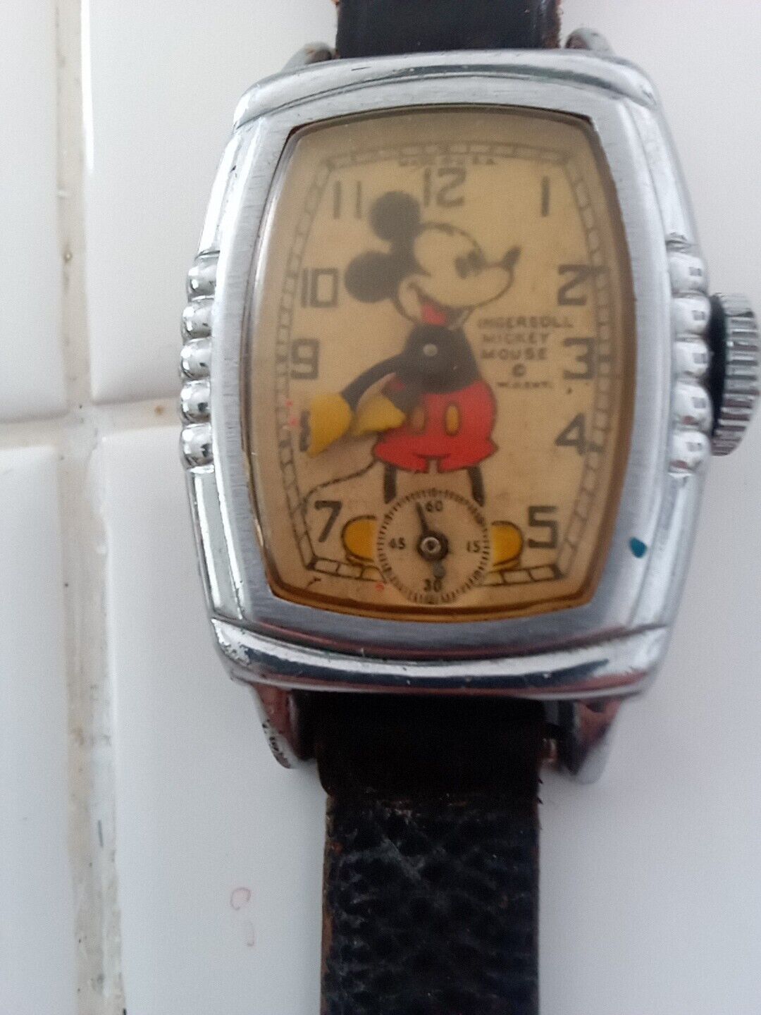 Vintage 1930s Ingersoll Mickey Mouse Disney Watch  Runs