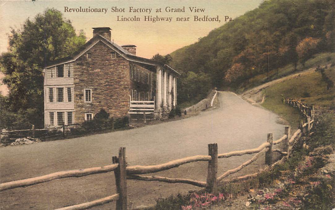 Vintage Revolutionary Shot Factory Hand Colored Near Bedford  PA P477