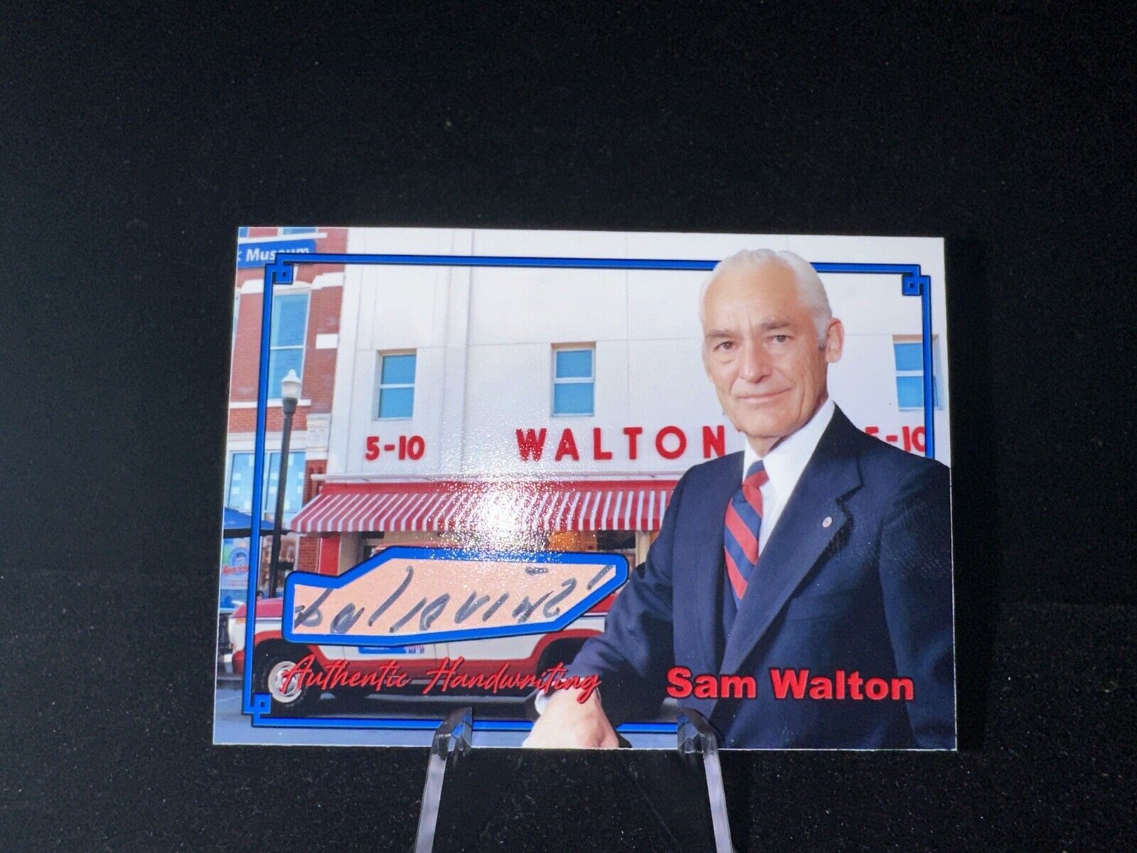 Sam Walton Handwritten Word BELIEVING Custom Trading Card Wal-Mart Founder - JSA