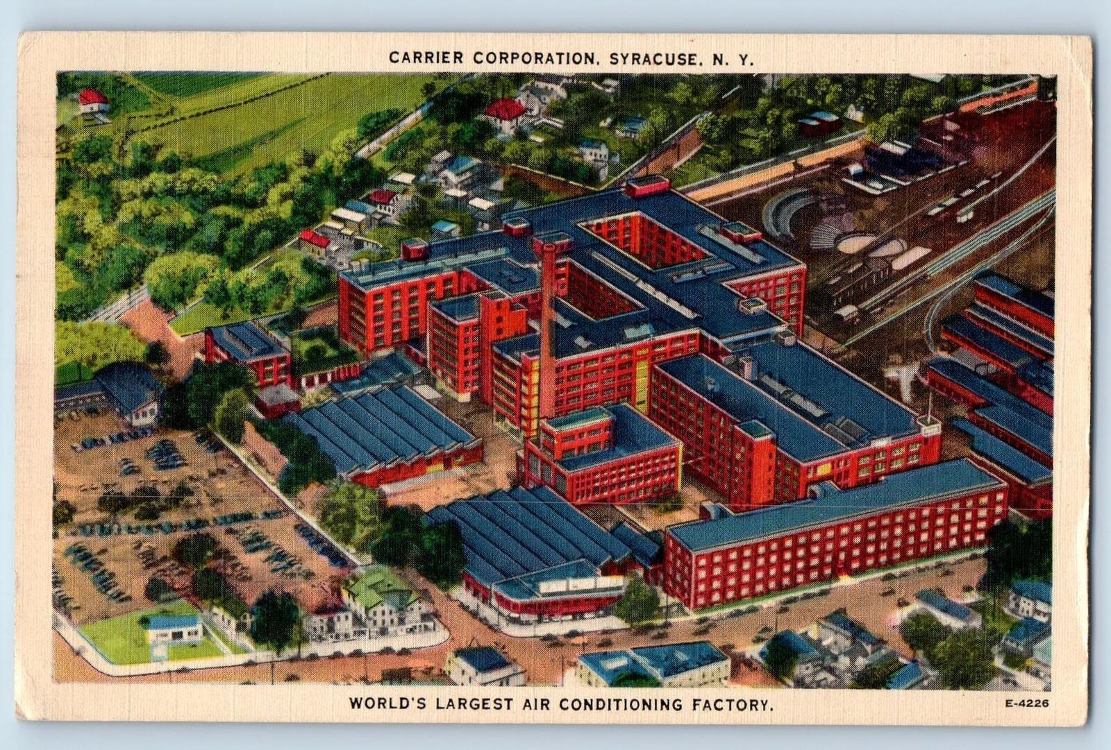 Syracuse New York NY Postcard Carrier Corporation Aerial View 1944 Vintage