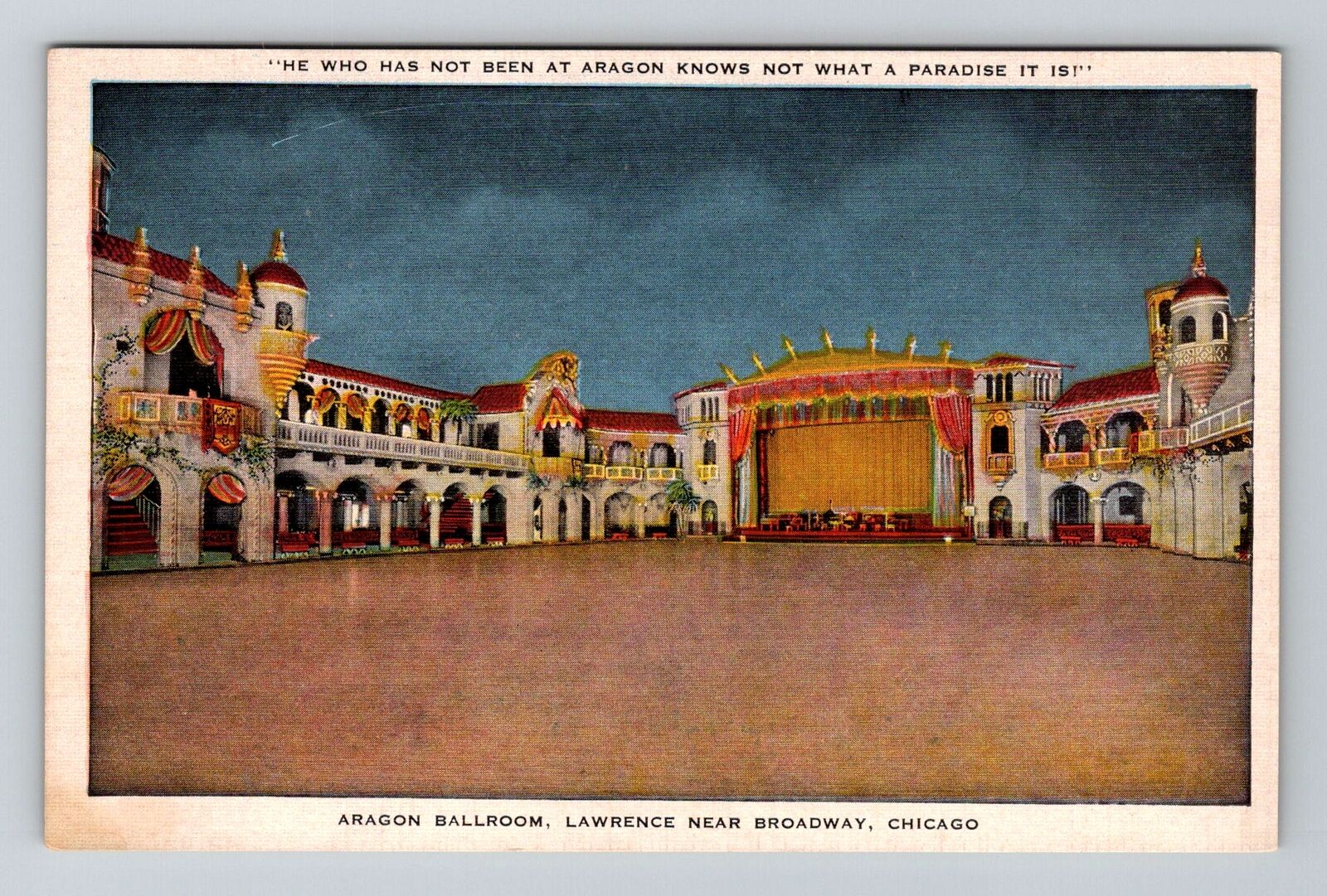 Chicago IL-Illinois, Panoramic Aragon Ballroom, Vintage Postcard