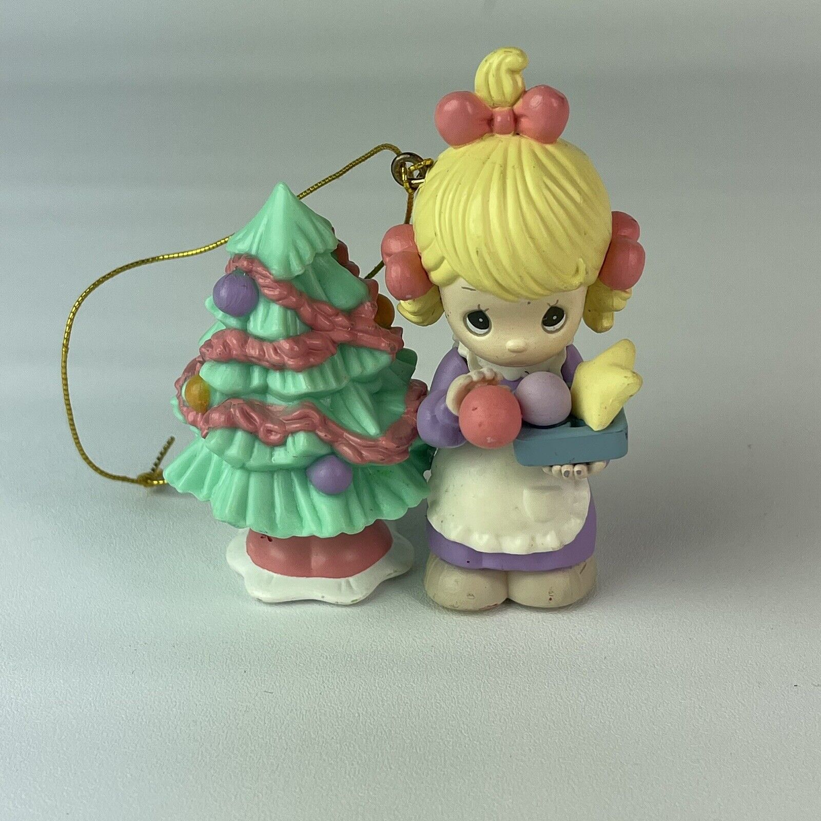 1996 ENESCO PRESCIOUS MOMENTS WINTER WONDERLAND Girl With Tree Ornament