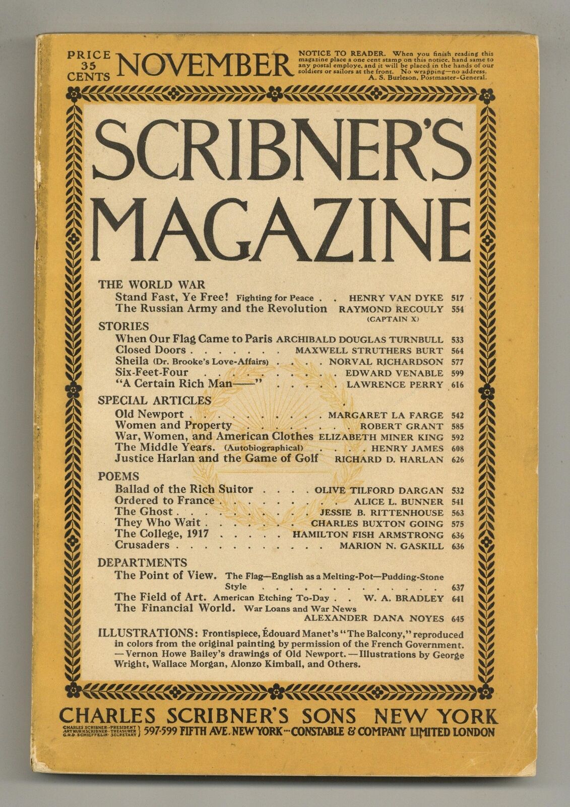 Scribner's Magazine Nov 1917 Vol. 62 #5 VG 4.0