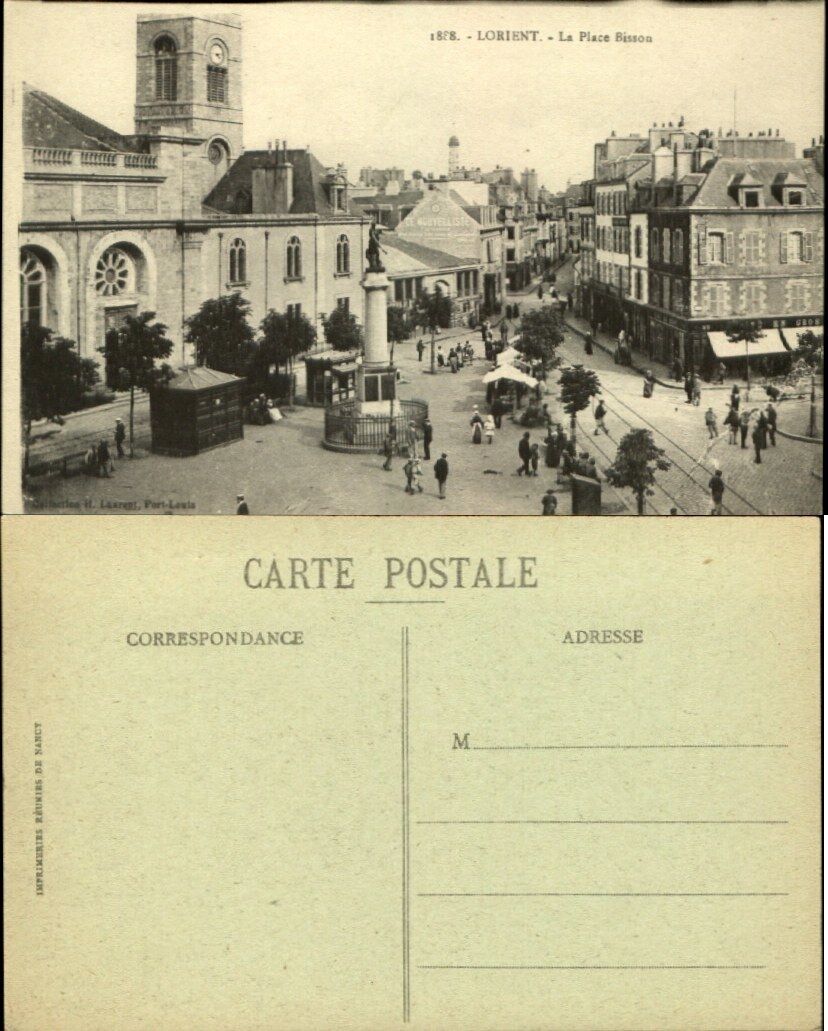 56 Lorient France La Place Bisson ~ vintage postcard