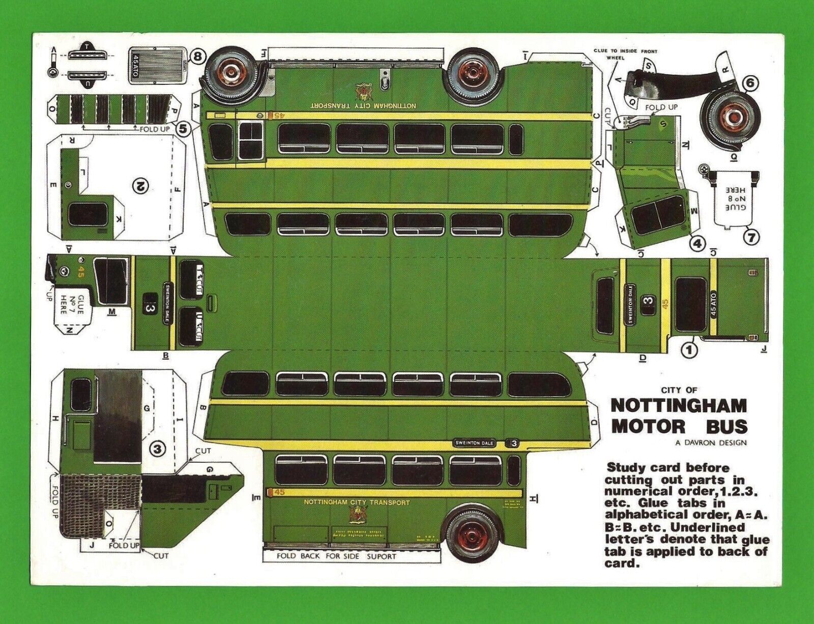 Postcard - Cut Out Motor Bus Model Kit - MA2: Nottingham Leyland Titan - MA Arts