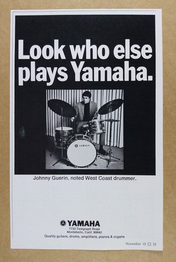 1969 Yamaha Drums John Guerin photo vintage print Ad