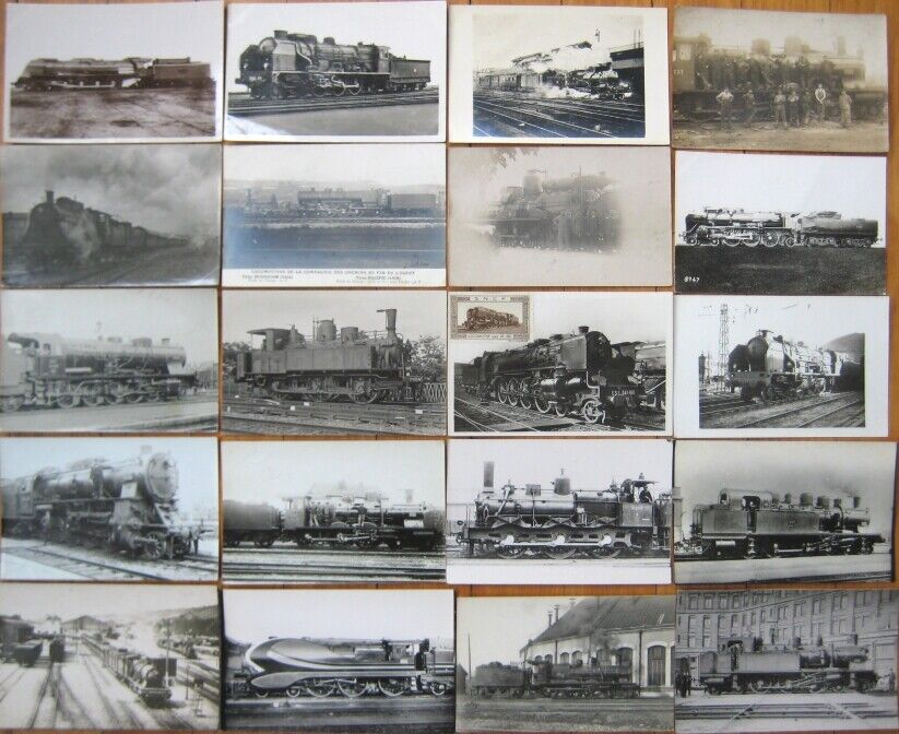 1910-40 French Railroad Postcards: GROUP of 100 - Many Realphoto - Rail Road RR