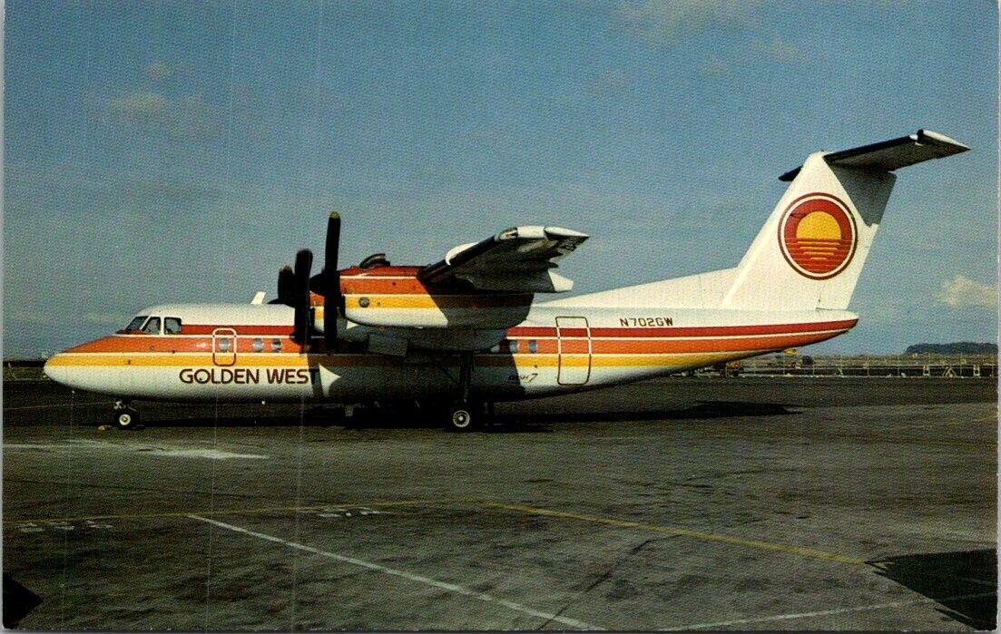 GOLDEN WEST DeHavilland Canada DHC-7-102 Dash 7 airplane postcard