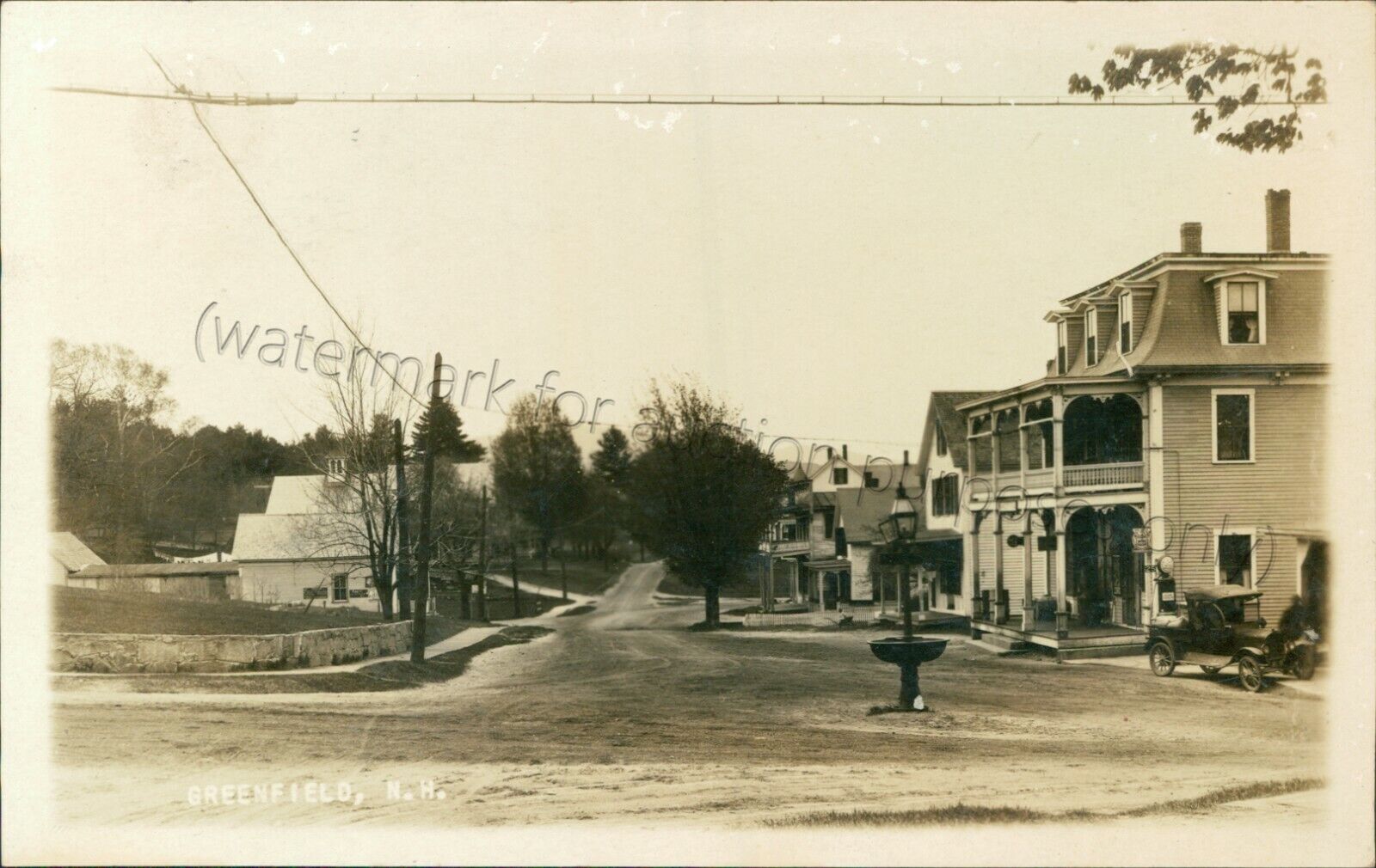 Greenfield, NH - street scene 1929 RPPC - Vintage New Hampshire photo Postcard